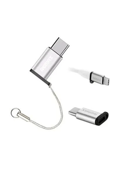 Переходник Micro USB to Type-C RA-USB1 адаптер вилка гнездо серебристый Remax (285719543)