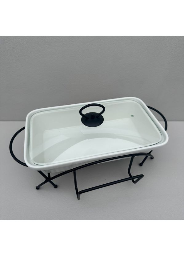 Мармит керамический прямоугольный 36 см 1,2 л с черной подставкой MR-11262-73 Maestro (363977616)