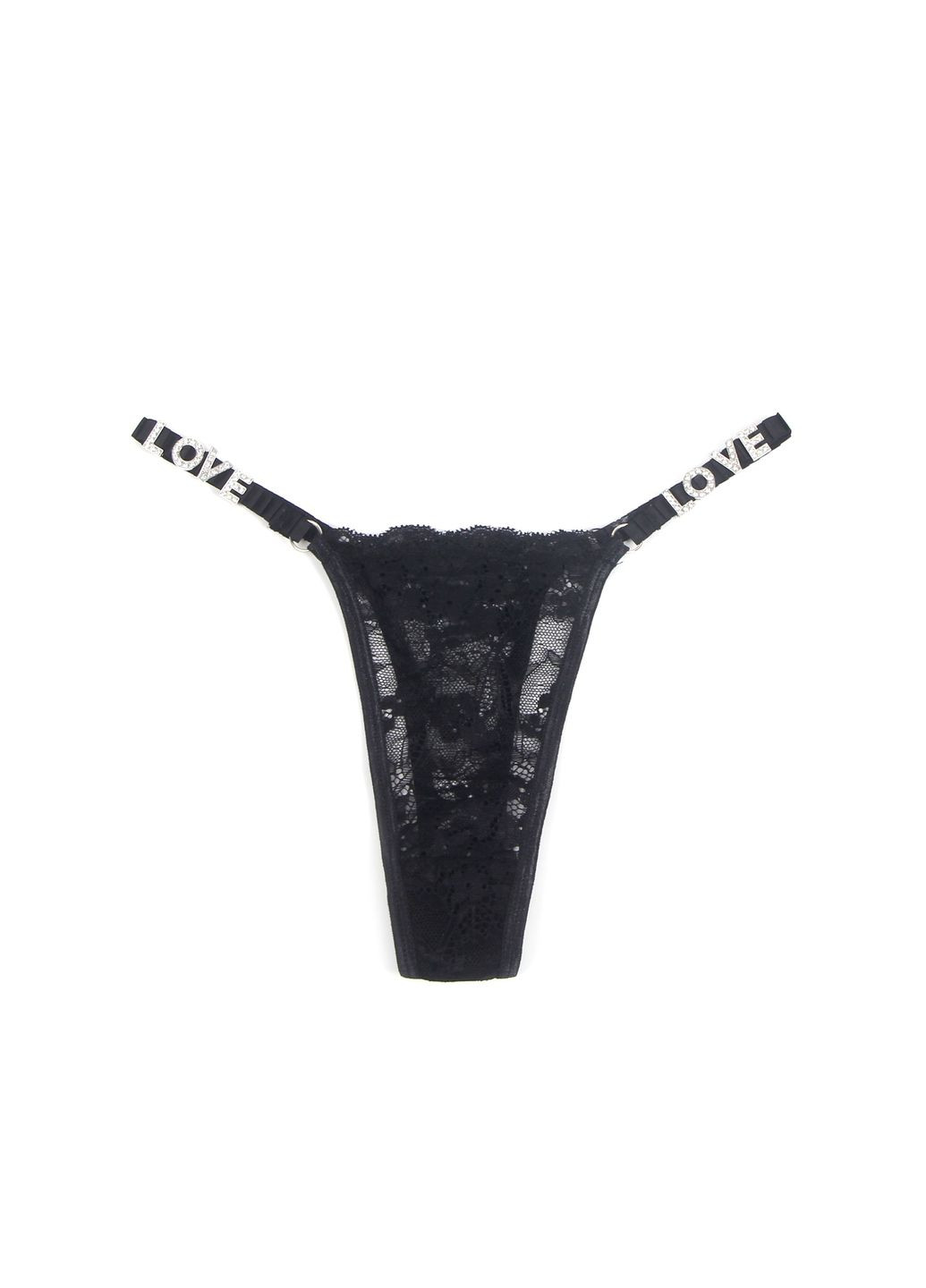Мереживні стрінги з декором стразами Love,чорні, Star Night (361670732)