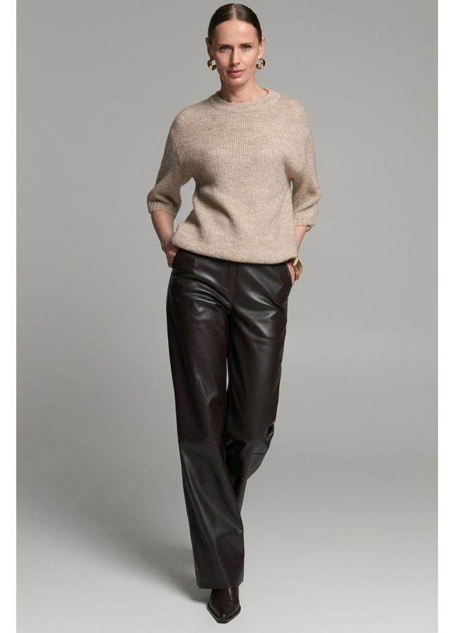 Молочний демісезонний светр з кротким рукавом із вовняної пряжі з додаванням мохеру (2811) Triko Bakh