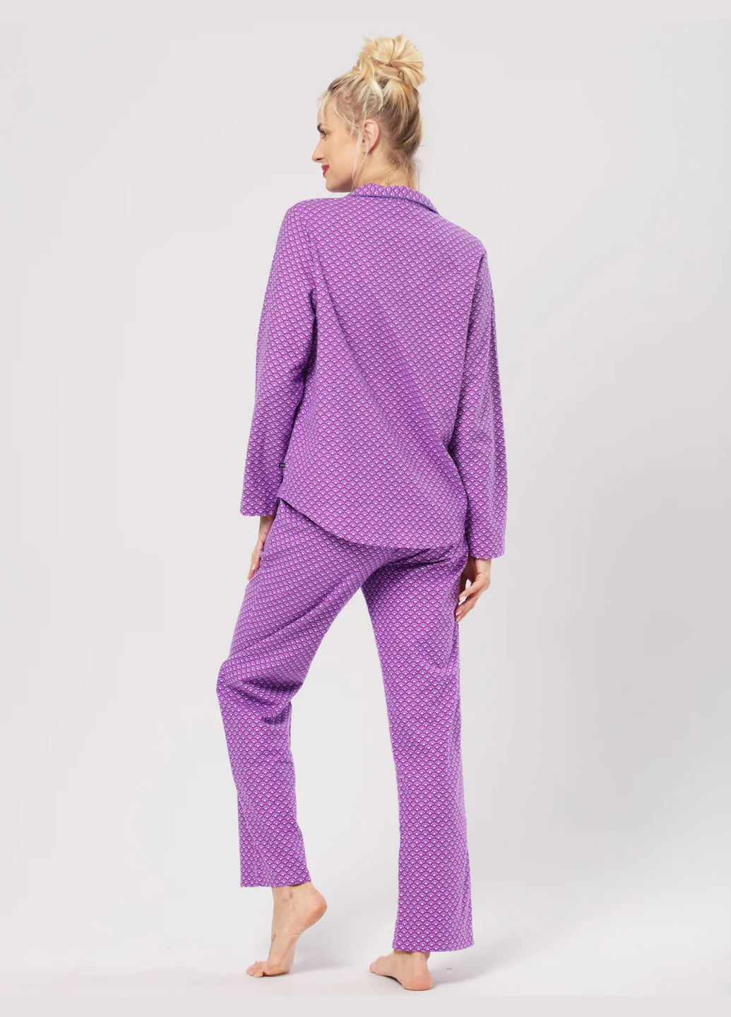 Фиолетовая зимняя пижама женская фланелевая lns 529 рубашка + брюки Key