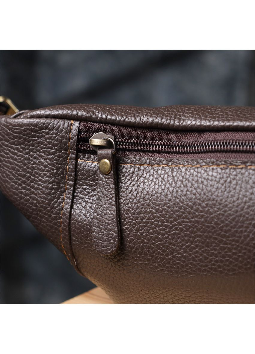 Бананка для чоловіків з натуральної зернистої шкіри коричнева 34×12×4 см 23128 Shvigel (362417730)