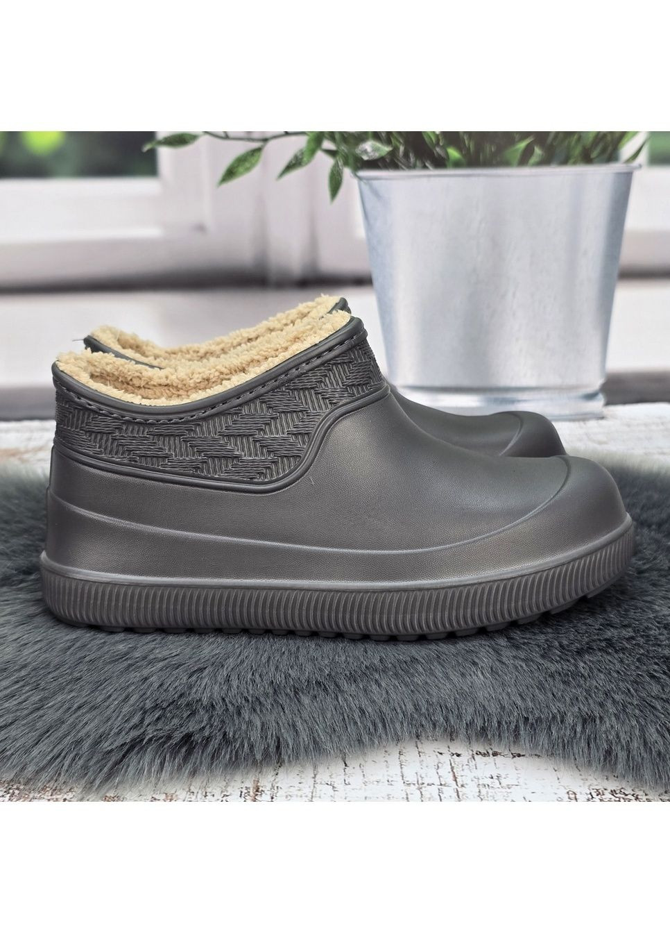 Галоши женские пена ЭВА на меху шоколадного цвета Progress (366290112)