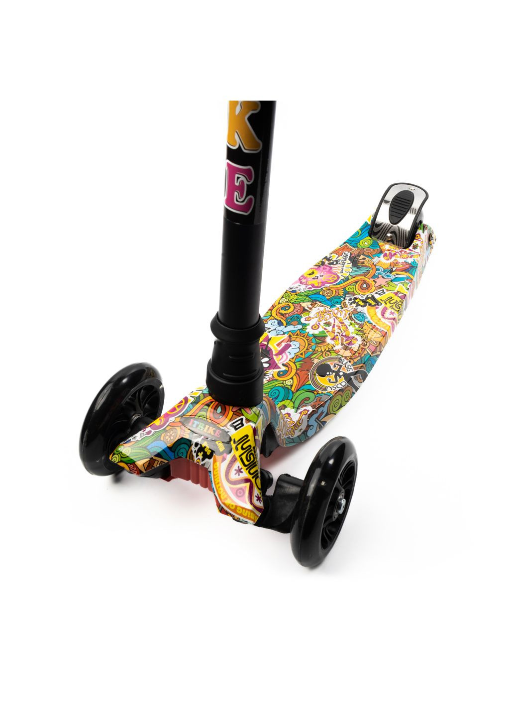 Самокат дитячий триколісний MAXI JR 3-055-3-WP5 кермо 78-87см, колеса ПУ з підсвічуванням, Чорний iTrike (317590530)