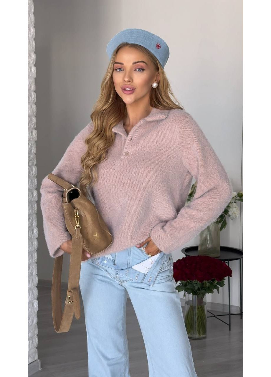 Светло-розовый демисезонный женский свитер из альпака джемпер Avanti