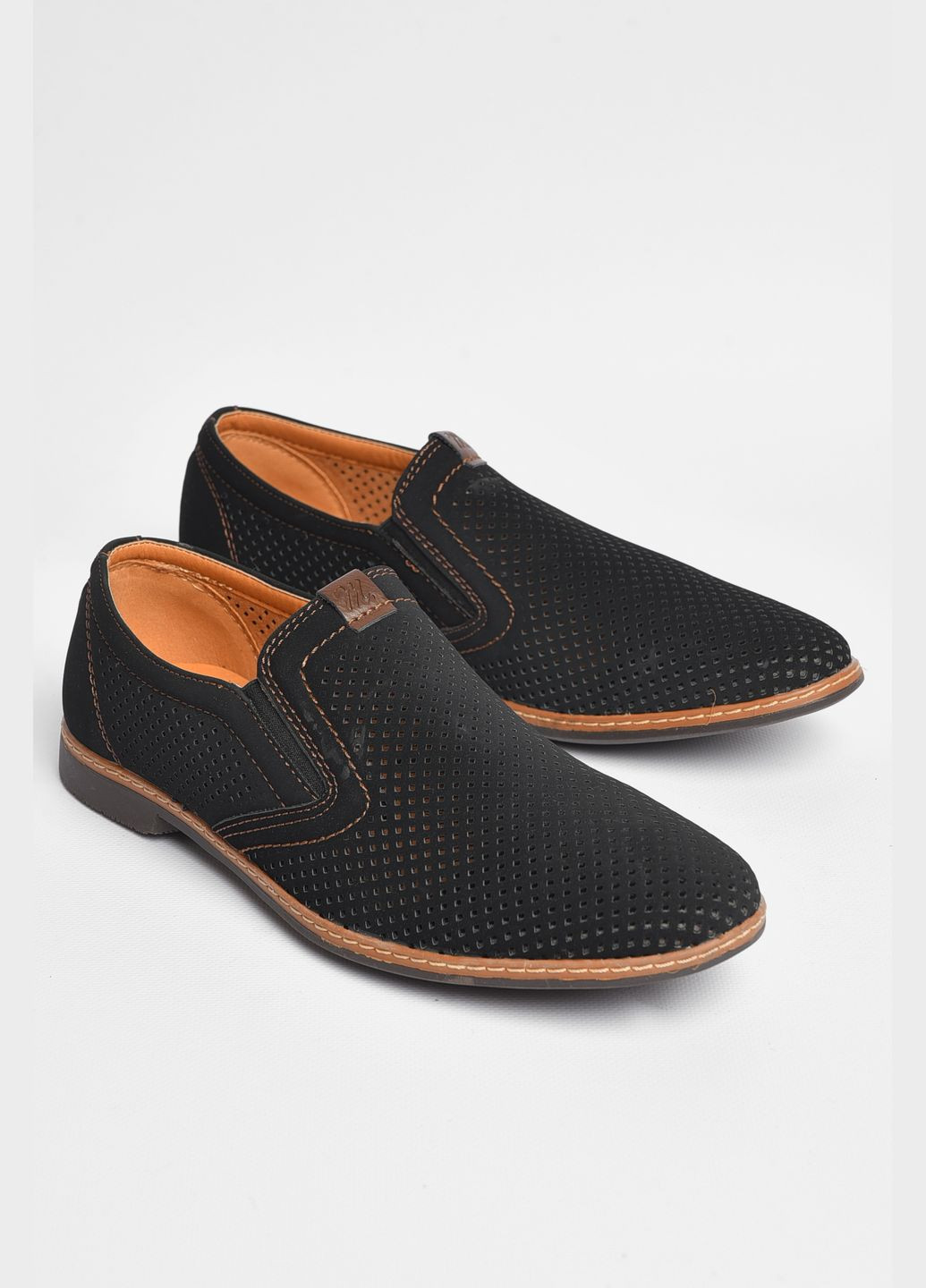 Черные классические туфли мужские черного цвета Let's Shop без шнурков