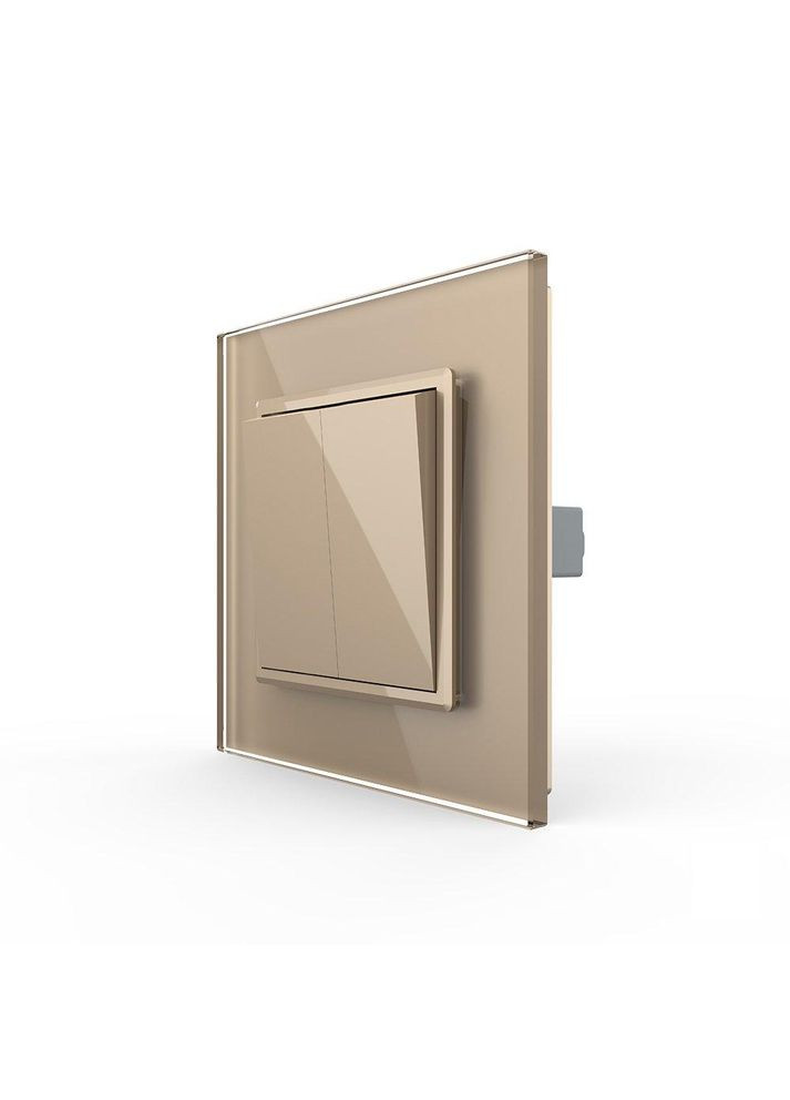 Вимикач універсальний 2-клавішний золото скло 250В 10А (VL-C7FCMKS-1AP) Livolo (370985035)