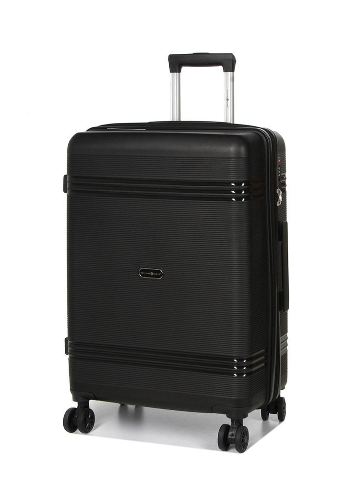 Чемодан средний M полипропилен 21204 67×47×27см 66+13л Черный Snowball (297643762)