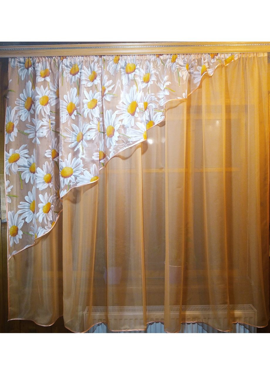 Фіранка Фая абрикосовий ромашка ліва No Brand (372134025)