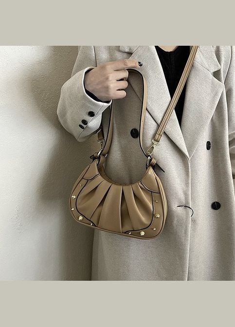 Женская сумка 8615 багет кросс-боди бежевая No Brand (306709403)