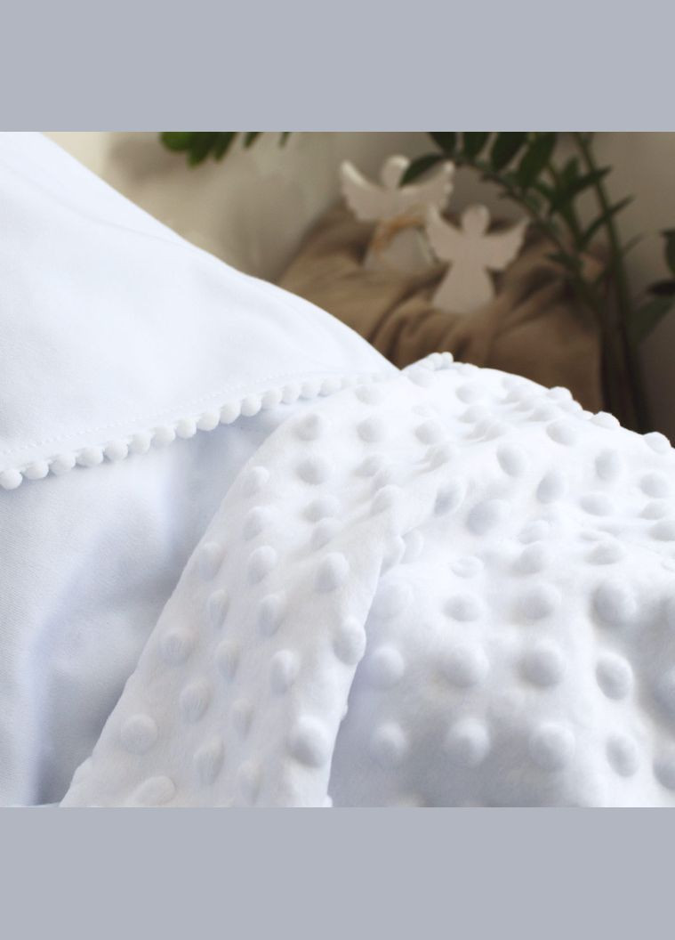 Іменна крижма з мінкі плюшу біла з ангелами Ladan (300581495)