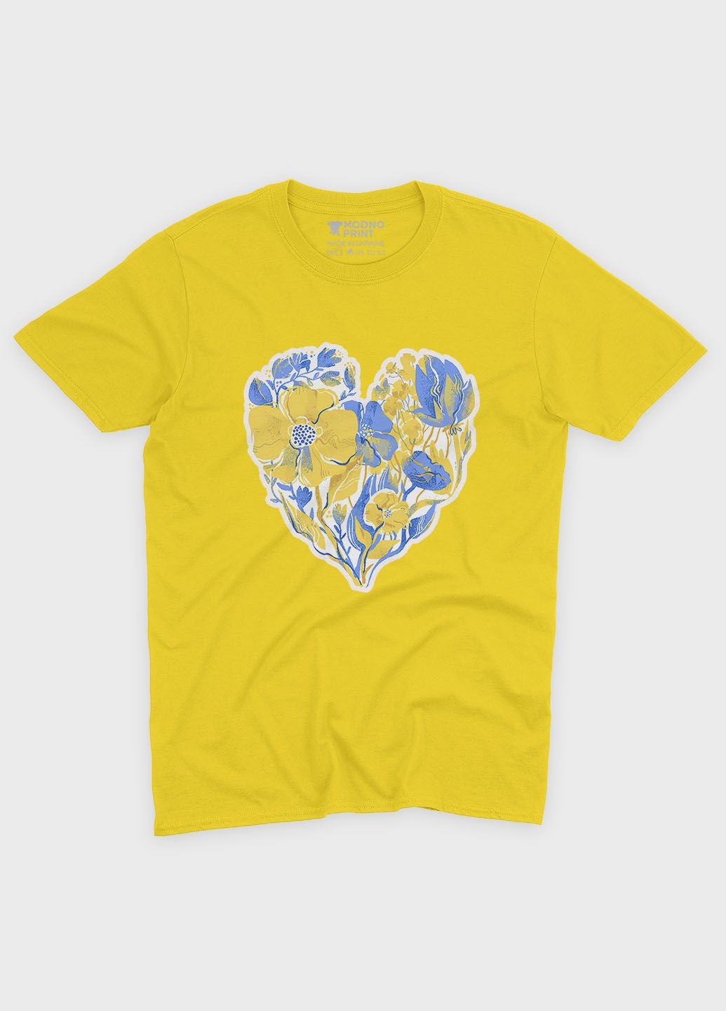 Желтая демисезонная футболка для девочки с патриотическим принтом сердце (ts001-4-sun-005-1-103-g) Modno