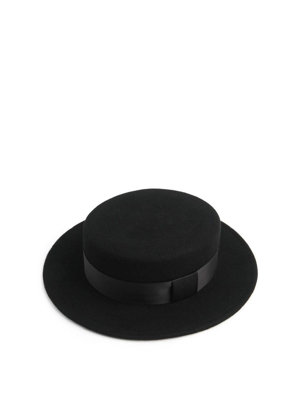 Шляпа канотье женская с лентой фетр черная LuckyLOOK 659-965 (289478403)