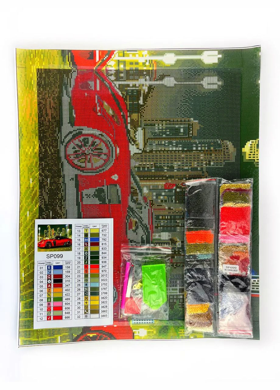 Алмазна мозаїка Червона машина 40х50 см SP099 ColorArt (289370683)