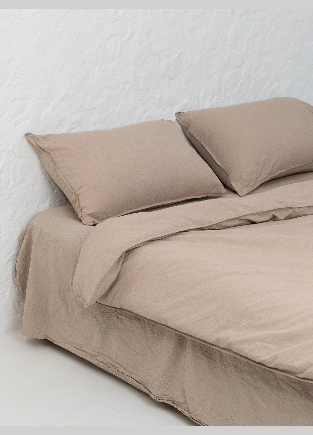 Комплект белья из вареного хлопка Almond 200х200, Простыня без резинки Leglo (300370167)