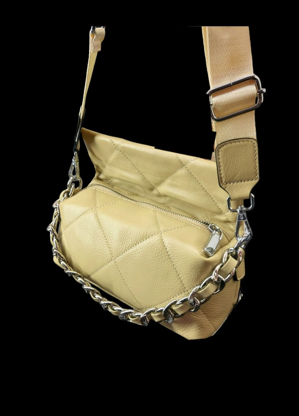 Сумка шкіряна пісочний хакі 24х8.5х10 см No Brand (333337806)