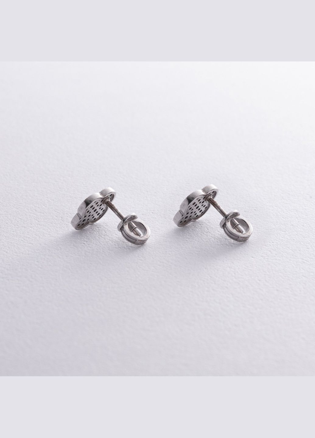 Срібні сережки - пусети Конюшина (чорні фіаніти) 544ч Oniks (264024311)