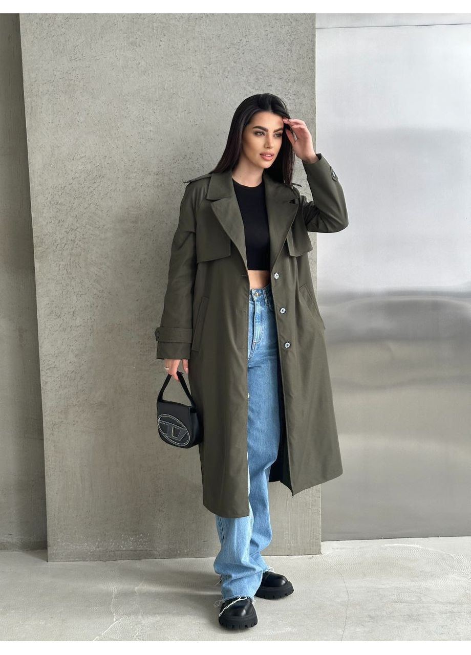 Стильный женский тренч из хлопка на подкладке — базовая модель для современных образов (замеры в описании) Vione на пуговицах демисезон (368708781)
