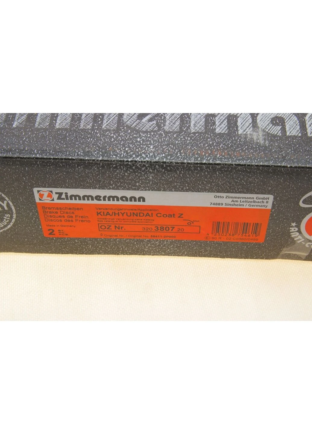 Диск тормозной (задний) Hyundai Santa Fe/Kia Sorento 10-(302x11) 320.3807.20 UA63 ZIMMERMANN (366186092)