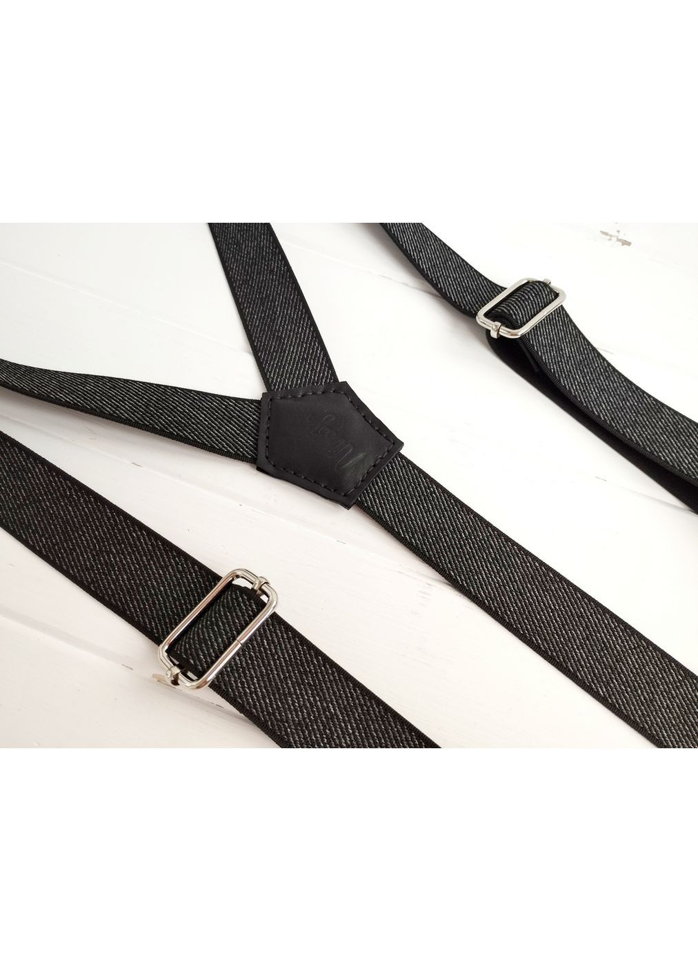 Підтяжки на ґудзиках сіро-чорні Major Style (357206629)