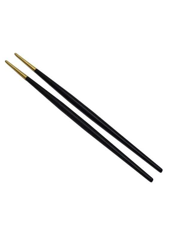 Комплект золотої підставки та паличок для суші золото із чорною ручкою для дому ресторанів, кафе. REMY-DECOR (293152638)