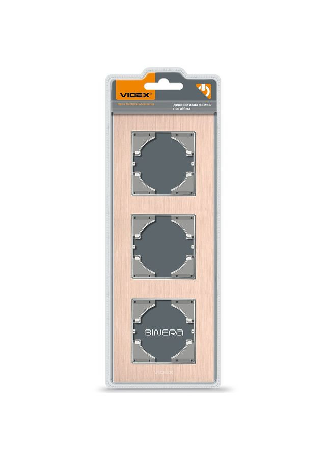 Рамка алюминиевая вертикальная на 3 поста BINERA VFBNFRA3V-CP медного цвета Videx (282312873)
