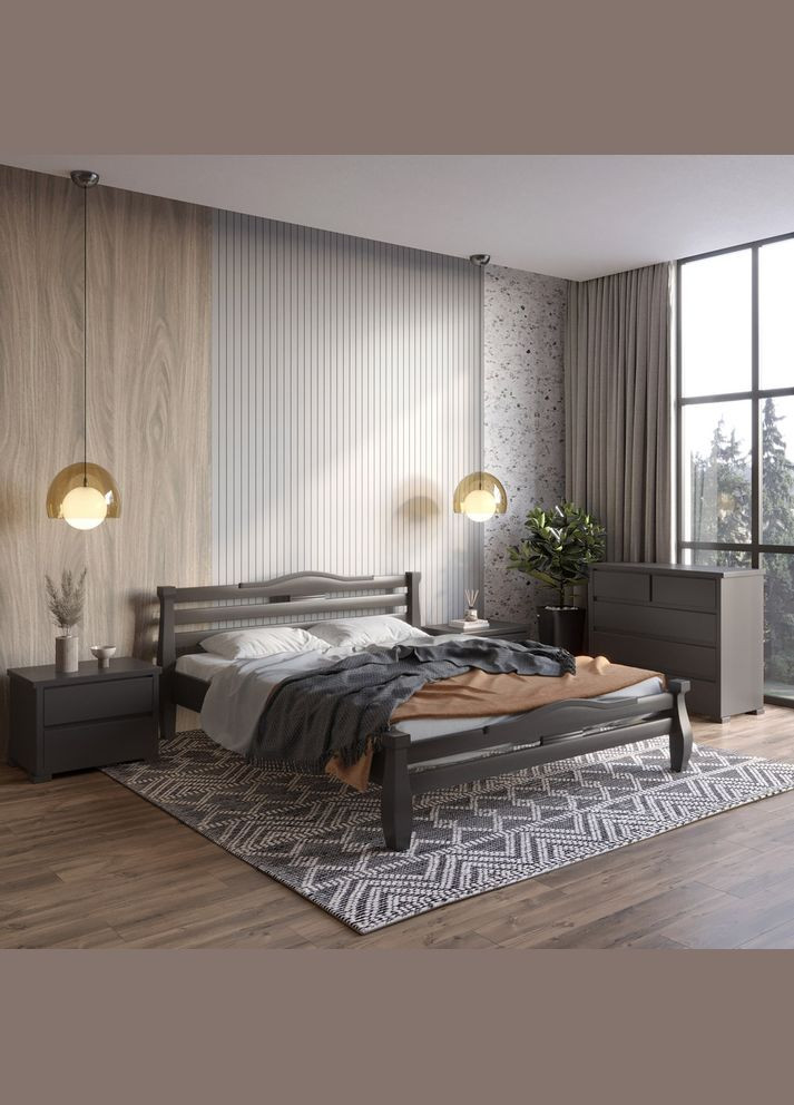 Полуторная деревянная кровать Монако (RAL9011) 120х190 см (MBG-4327) Mebigrand (366085308)