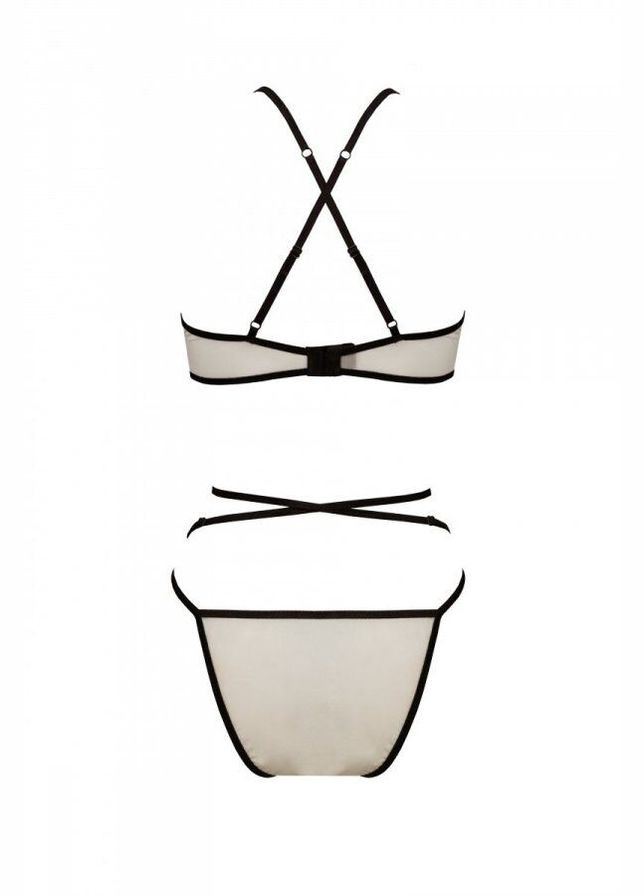 Комбинированный демисезонный комплект белья chika set, s/m, cream, топ, трусики Passion