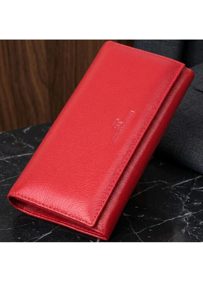 Чудовий жіночий гаманець з натуральної шкіри ST Leather Червоний Верховинка 22524 (398291689)