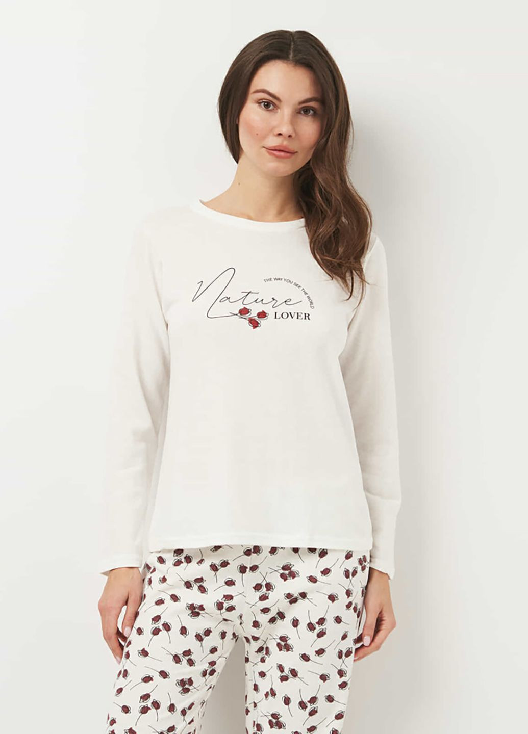 Белая всесезон пижама лонгслив + брюки Carla Mara