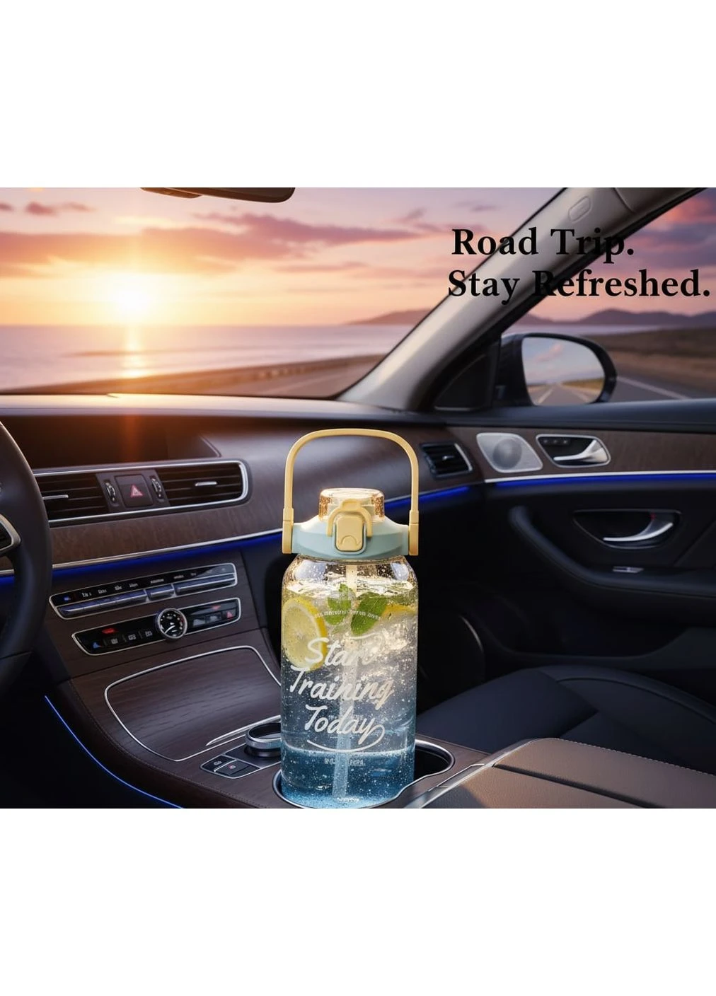Спортивна пляшка для води START TRAINING ( ) — Матовий градієнт, Жовто-блакитна з ручкою No Brand (394212922)