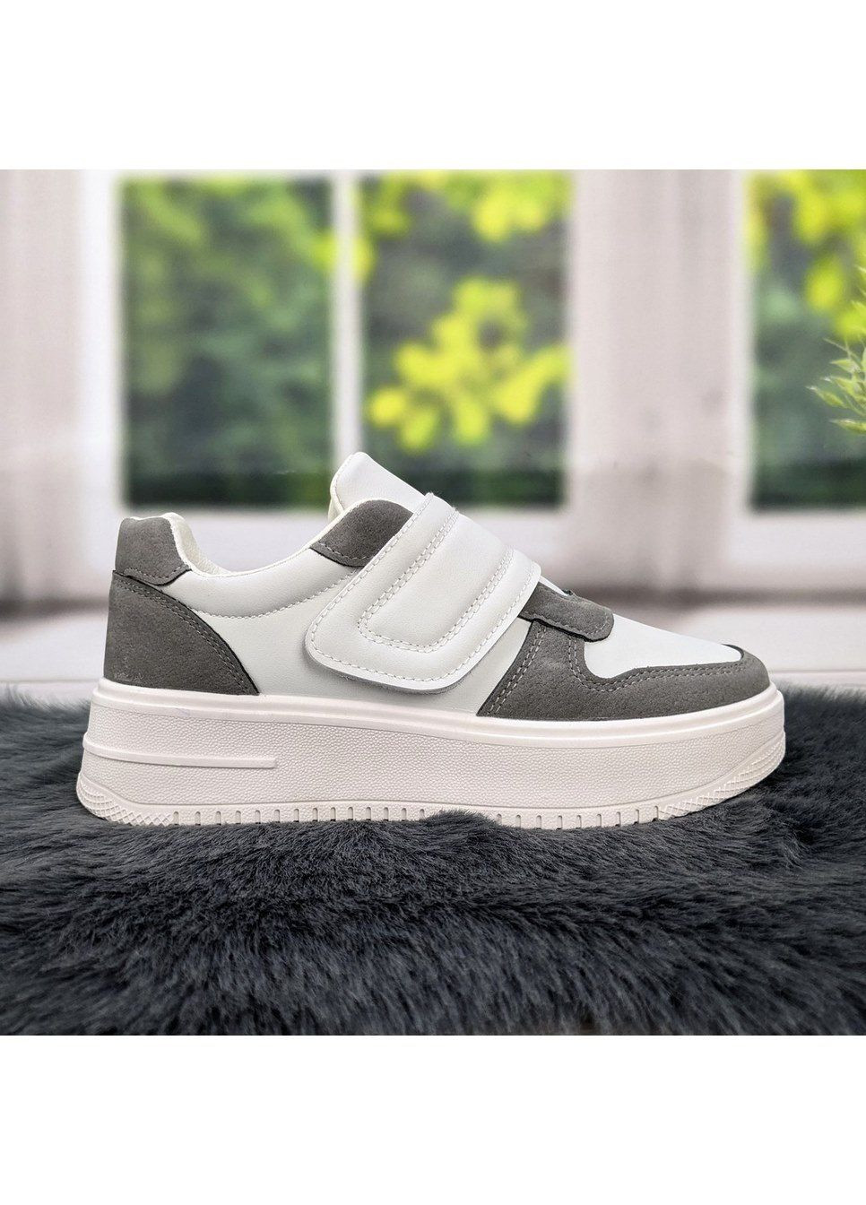 Кроссовки женские демисезонные на липучках LB серые демисезоны (284116769)