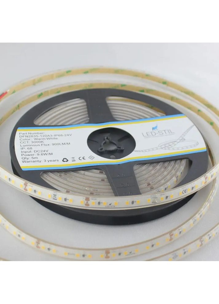 LED стрічка 3000K, 9,6 W, 2835, 120 шт, IP68, 24V, 900LM Led-Stil (371777725)