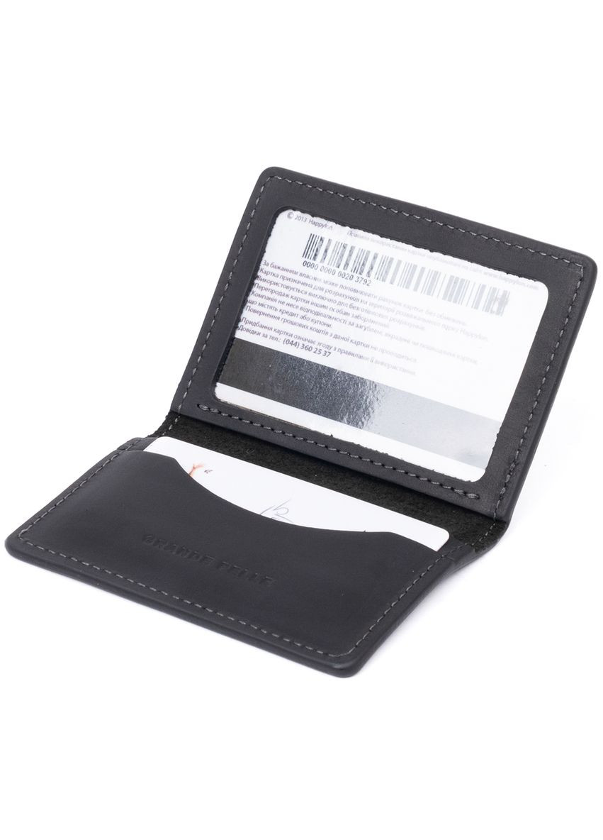 Визитница с обложкой для ID-паспорта из натуральной кожи GRANDE PELLE черная (sku_11290) No Brand (327820058)