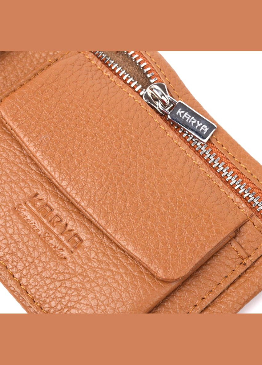 Мужское портмоне из зернистой кожи с отделом на молнии светло-коричневое (sku_21064) No Brand (327819382)