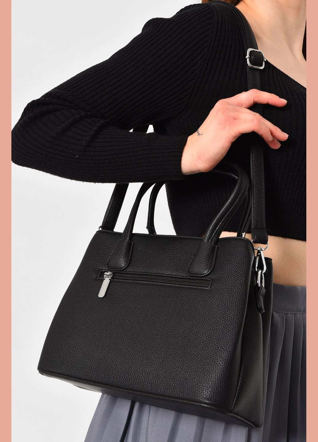 Сумка женская из экокожи черного цвета Let's Shop (299147422)