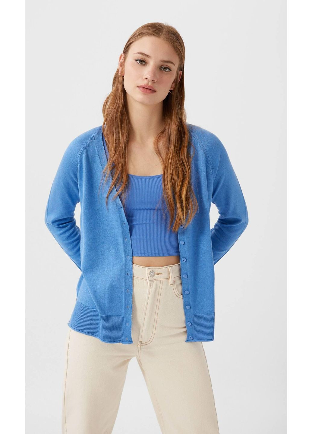 Синий кардиган Stradivarius