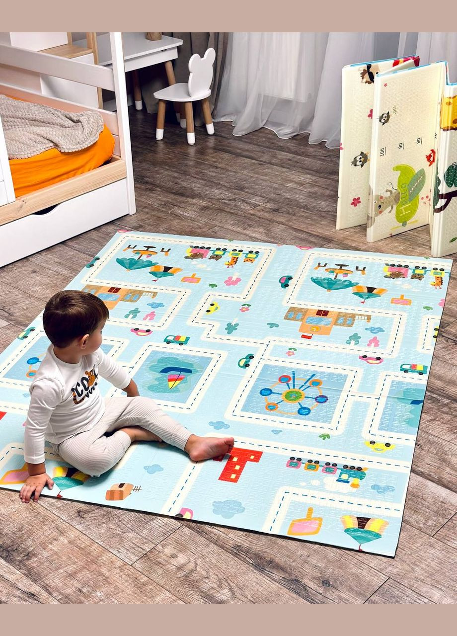 Двосторонній розвиваючий термокилимок EVA D-14710 Ведмежатко та дорога 200 х 180 см з сумкою Bambi (356893329)