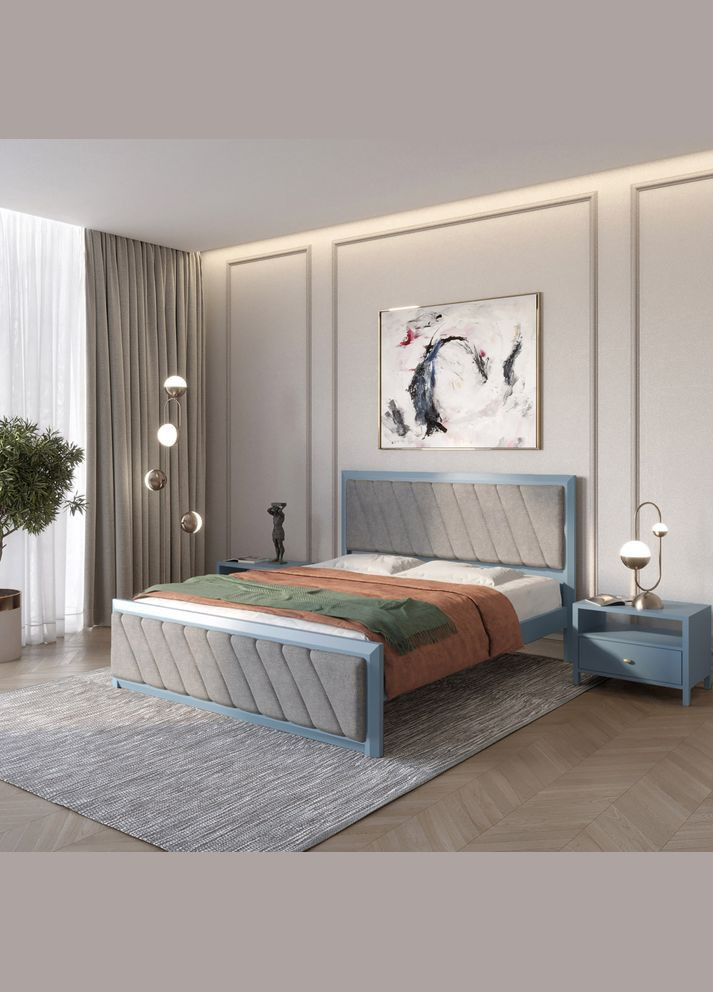 Односпальная деревянная кровать Барселона Б6 (S7010R90B)/Аляска 93 (Серый) 80х200 см (MBG-14509) Mebigrand (366088069)