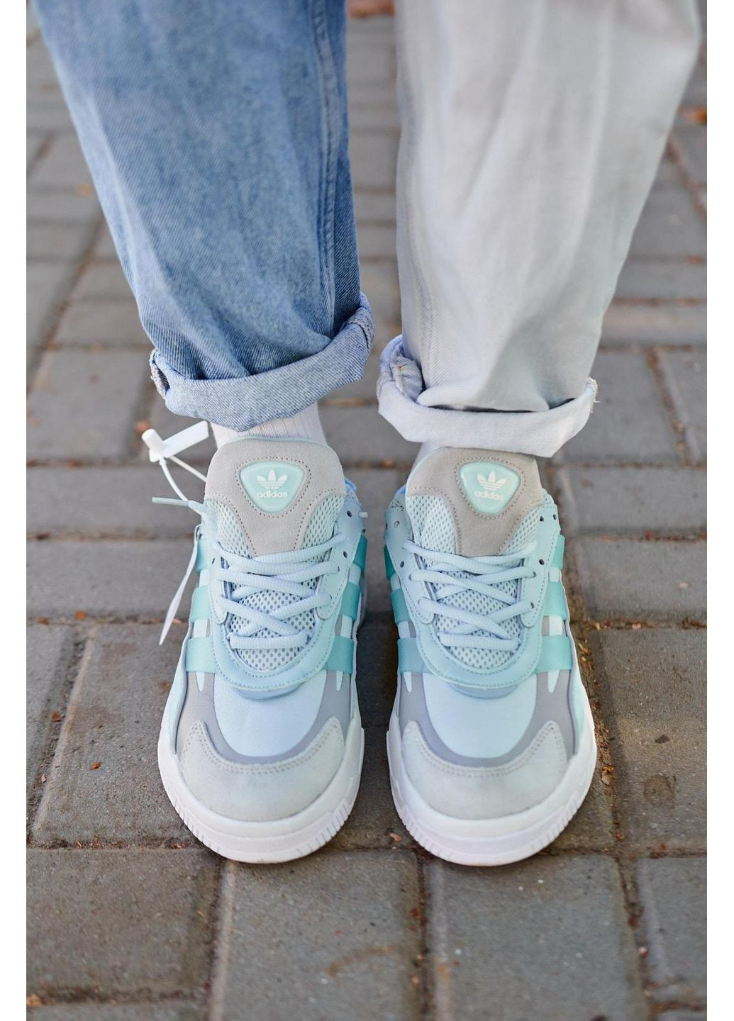 КРОССОВКИ ЖЕНСКИЕ ADIDAS NITEBALL 2 LIGHT BLUE АДИДАС НАЙТБОЛ No Brand белые демисезоны (369393407)