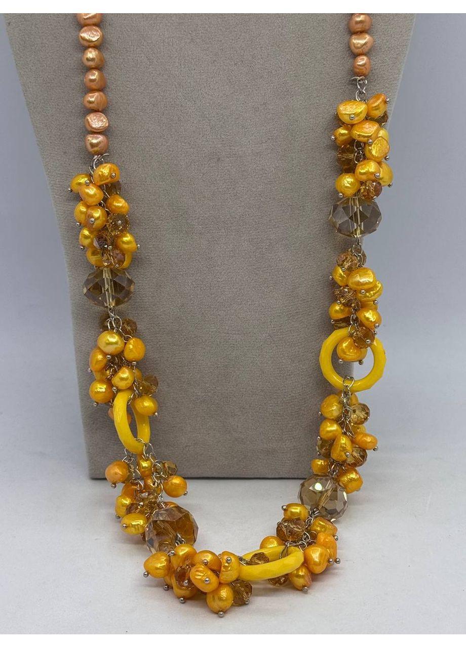 Намисто з скла та тонованих перлів 84 см Жовтий No Brand (368561645)