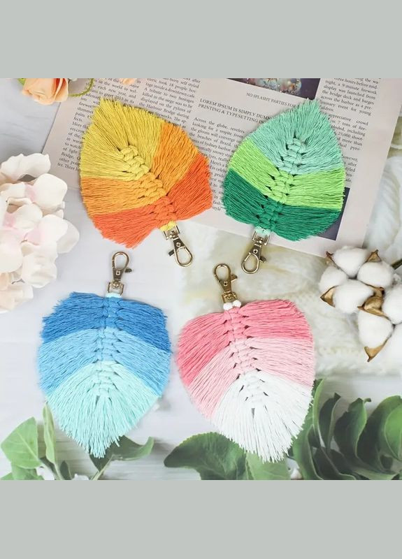 Набір макраме для творчості та ручного в'язання брелока для ключів або декору на сумку 10х16см,синій No Brand (369802728)