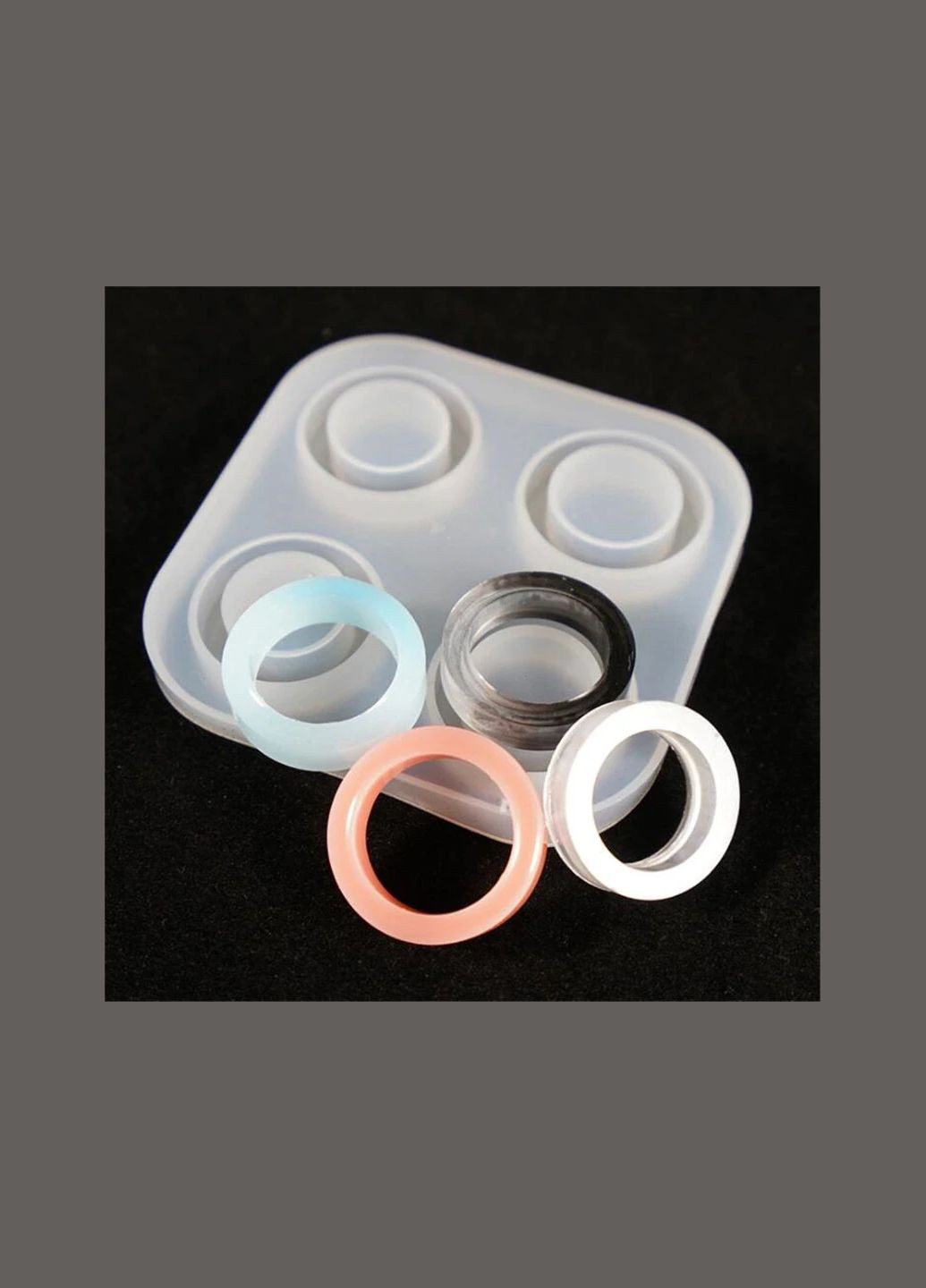 Форма для епоксидної смоли Молд колечки каблучки різного розміру Білий Силіконовий 74 мм х 74 мм Finding (316248527)