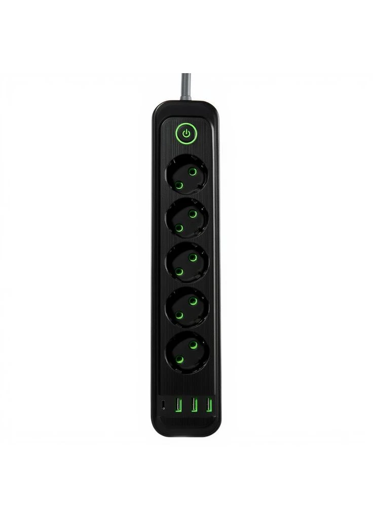 Мережевий фільтр-подовжувач 5 розеток 3xUSB-A 1xUSB-C 3м чорний HP-5-42 Yiwu (387750844)