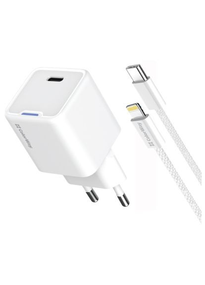 Зарядное устройство C101D GaN Mini 20W PD PPS USB-C + cable USB-C to Lightning white (CW-CHS059PDL-WT) Colorway C101D GaN Mini 20W PD PPS USB-C + cable USB-C to L (370018492)