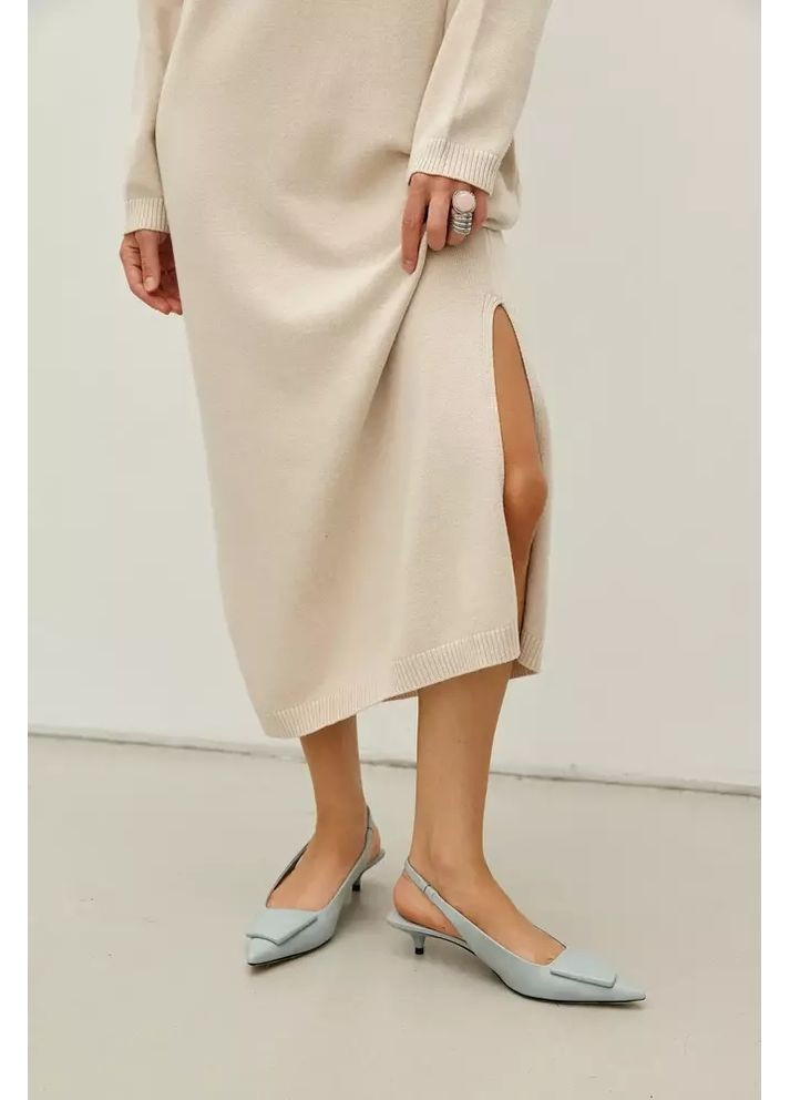 Бежевый платье женское с v-образным вырезом mkrm4298 Rica Mare