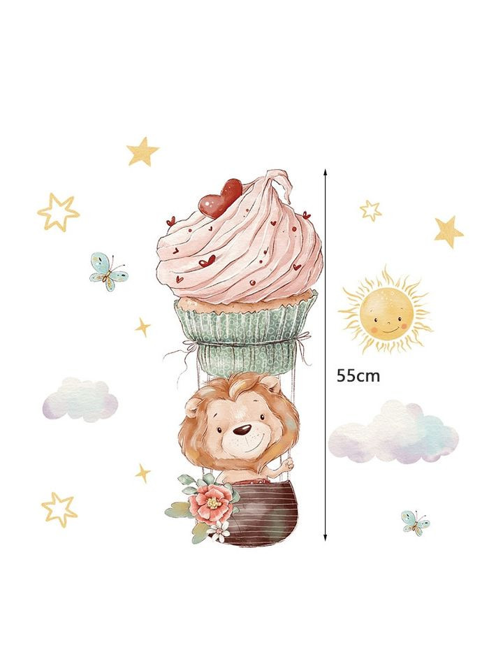 Декоративные наклейки на стены Лев летит на воздушном шаре (лист 40 х 60 см) Б156-20-14 No Brand (302243012)