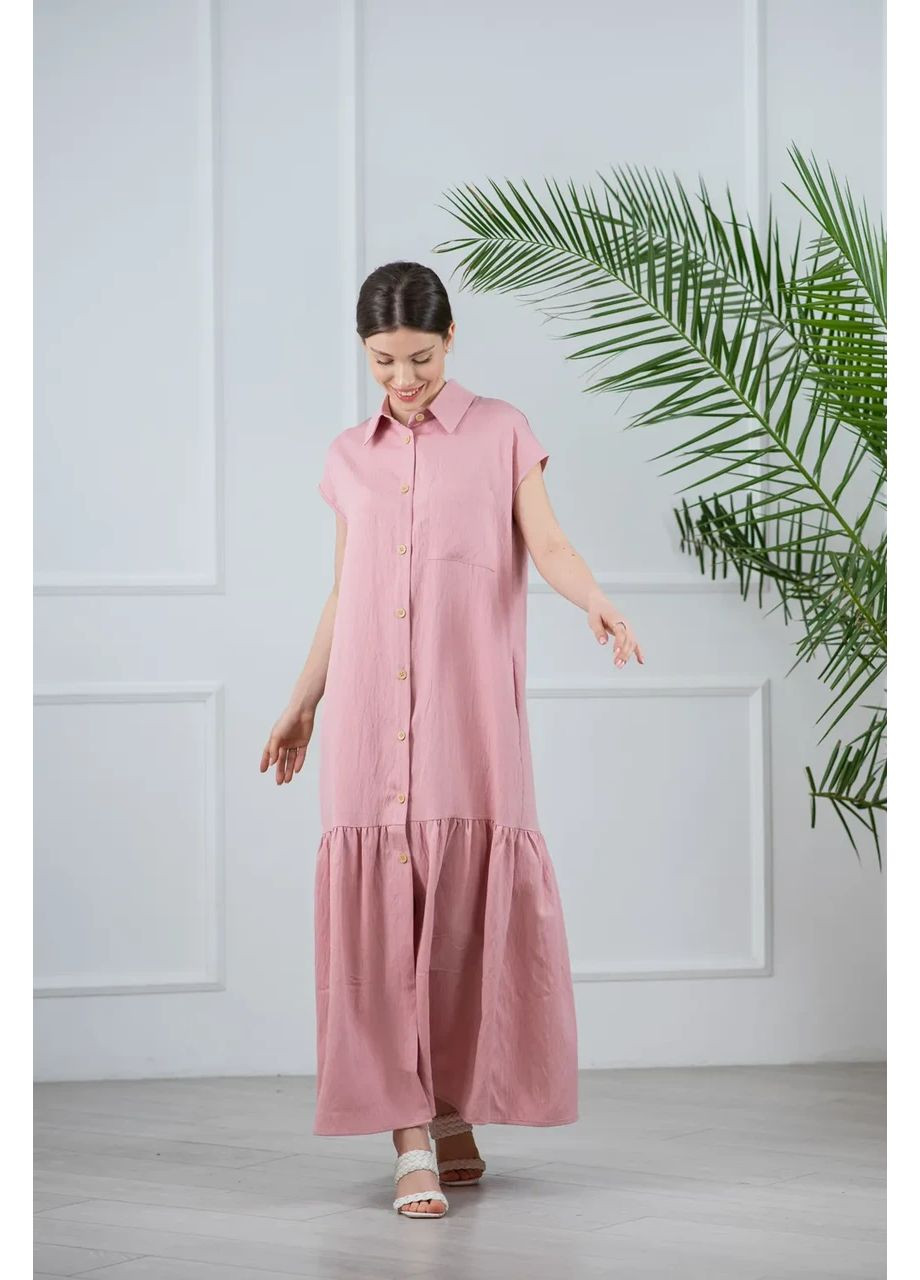 Пудрова плаття-сорочка жіноче ґудзики 42 пудра Azuri