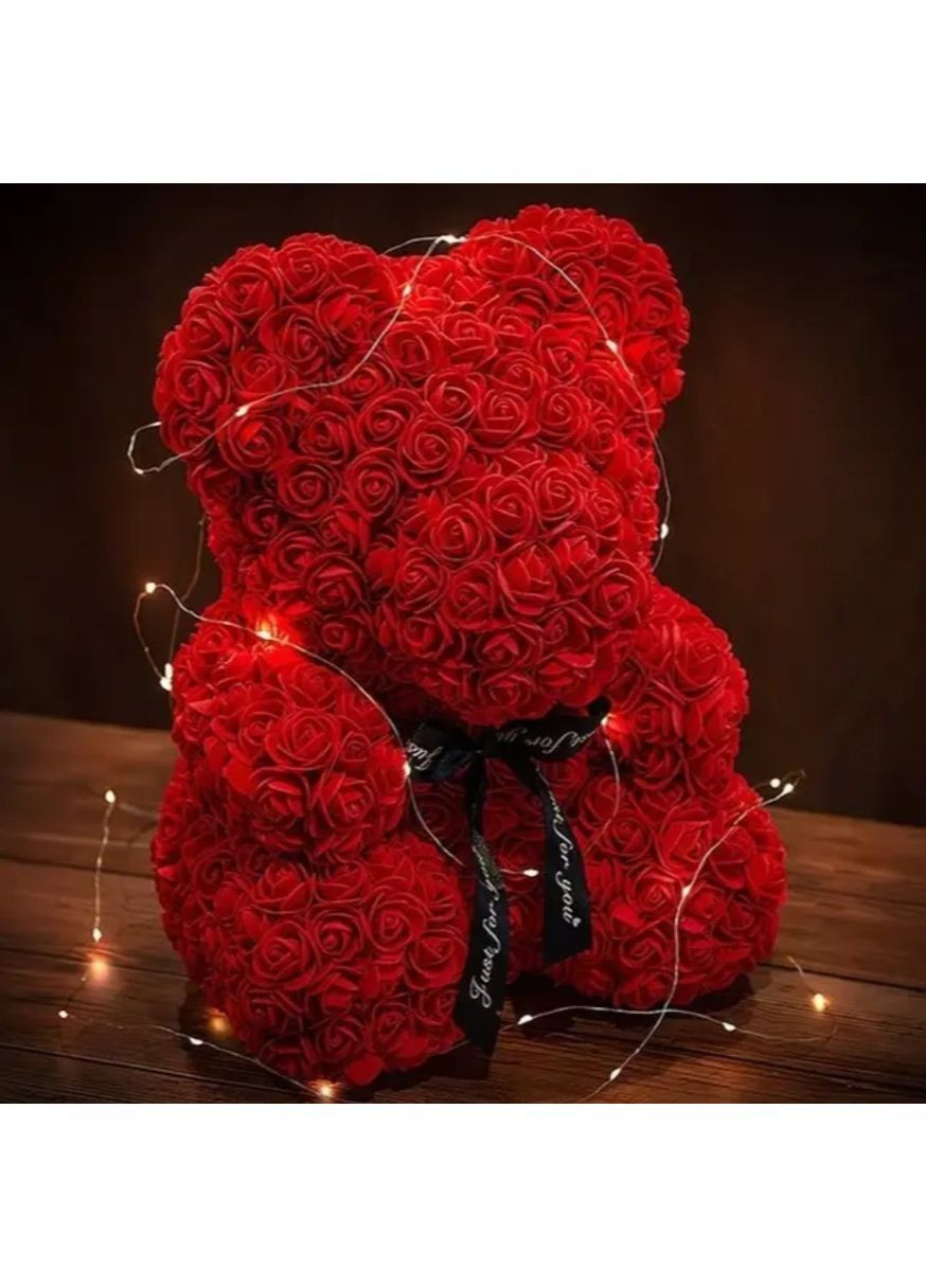 Подарочный мишка из 3D роз 25 см, игрушка для любимого, красный, декор и подарок No Brand (364191316)