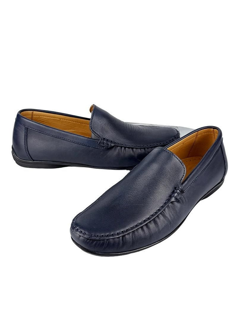 Мокасини чоловічі шкіряні сині N-00050-1 No Brand (339602900)